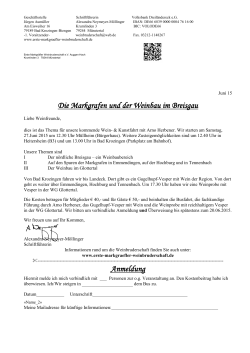 Die Markgrafen und der Weinbau im Breisgau Anmeldung