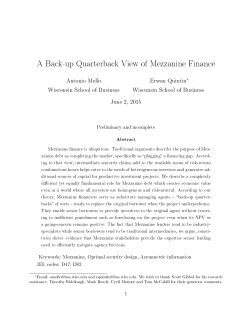 A Backup Quarterback View of Mezzanine Finance