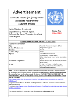 Associate Programme Support Officer United Nations Secretariat