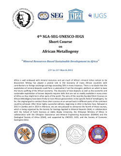 4th SGA-SEG-UNESCO-IUGS Short Course African Metallogeny