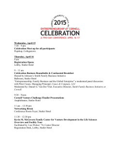 Celebration`s agenda - Entrepreneurship at Cornell