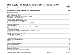 ESID Registry - Working definitions for clinical diagnosis of PID