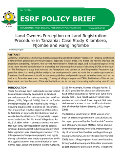 ESRF POLICY BRIEF - Economic and Social Research Foundation