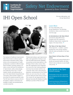 Institute for Healthcare Improvement (IHI) Open School