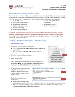 Managing and Updating a Migrated Study Creating