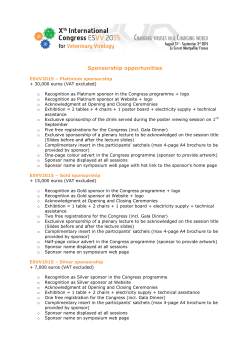 Sponsorship opportunities - ESVV 2015