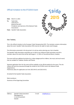 ETC2015 Official Invitation - European Taido Championships 2015