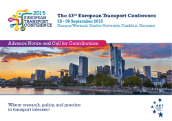 Calls for Papers - European Transport Conference