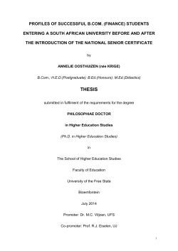 Annelie`s Thesis - University of the Free State