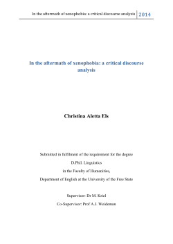 In the aftermath of xenophobia: a critical discourse analysis