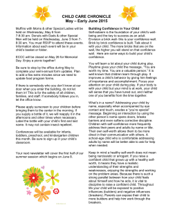 CHILD CARE CHRONICLE May â Early June 2015