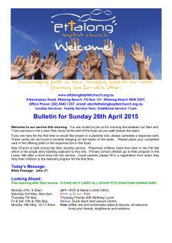 Bulletin for Sunday 26th April 2015