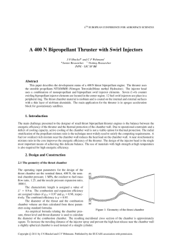A 400 N Bipropellant Thruster with Swirl Injectors