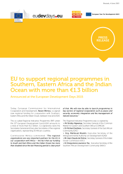 EU to support regional programmes in Southern, Eastern Africa and