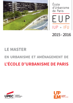 Le master L`Ã©coLe d`Urbanisme de Paris