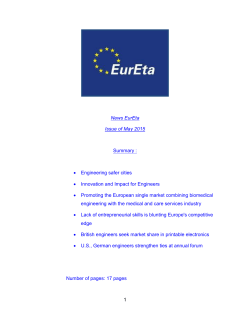 1 News EurEta Issue of May 2015 Summary : â¢ Engineering safer