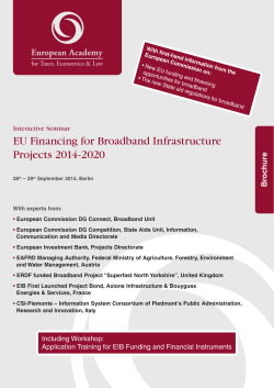 EU Financing for Broadband Infrastructure Projects 2014