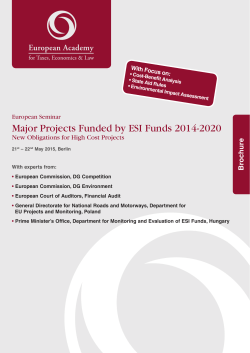 Major Projects Funded by ESI Funds 2014-2020