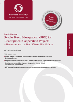 Results Based Management (RBM) for Development Cooperation