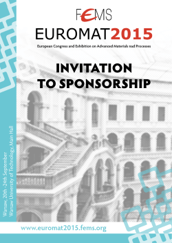 INVITATION TO SPONSORSHIP - EUROMAT 2015