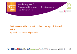 Input to the concept of Shared Value by Prof. Dr. Peter Abplanalp