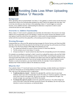 Avoiding Data Loss When Uploading Status U Records Job Aid