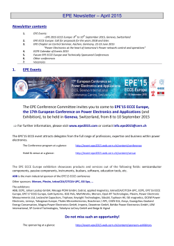 Newsletter - EPE`15 ECCE â Europe, 8-10 September 2015