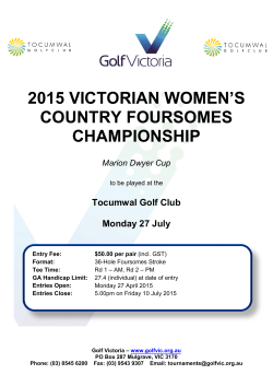 2015 Country Foursomes Championship Entry Form