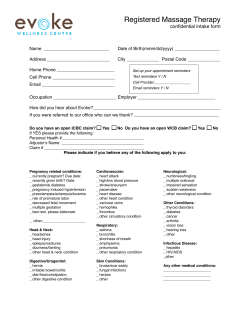 Registered Massage Therapy Intake forms
