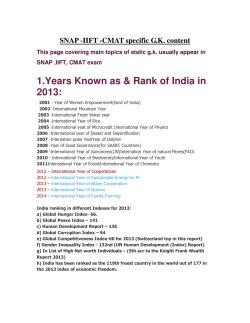 1.Years Known as & Rank of India in 2013: