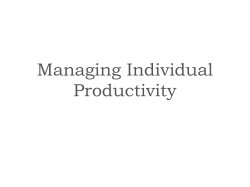 Managing Individual Productivity