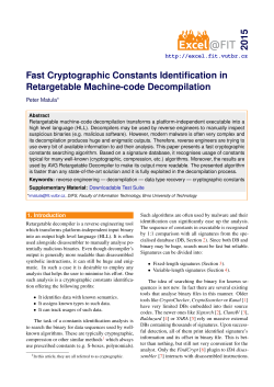 Fast Cryptographic Constants Identification in