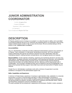 junior administration coordinator description