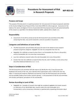 Procedures for Assessment of Risk in Research