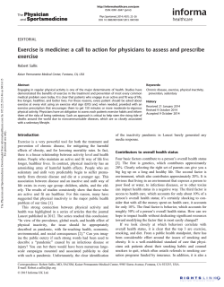 a call to action for physicians to assess and prescribe exercise