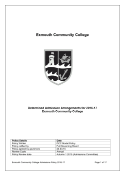 Admissions Policy 2016-17 - Exmouth Community College