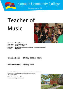 Teacher of Music - Exmouth Community College