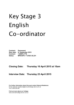 Key Stage 3 English Co-ordinator