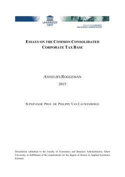 Essays on the Common Consolidated Corporate Tax Base