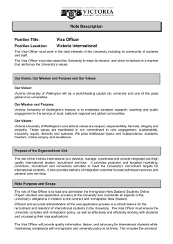 Role Description Visa Officer Victoria International
