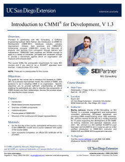 Introduction to CMMI for Development, V 1.3