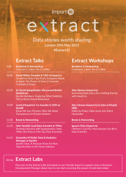 Extract Talks Extract Workshops Data stories worth