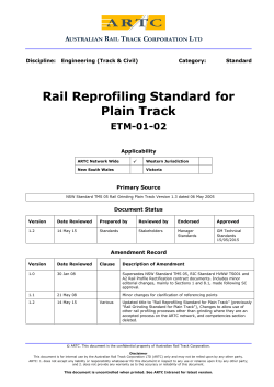 Rail Reprofiling Standard for Plain Track - ARTC