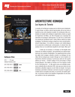 ARCHITECTURE ICONIQUE - Presses de l`UniversitÃ© du QuÃ©bec