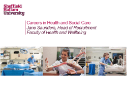Careers in Health and Social Care Jane Saunders, Head of