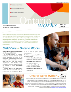 Ontario Works Child care Overview Document