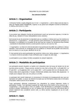 Article 1 : Organisation Article 2 : Participants Article 3