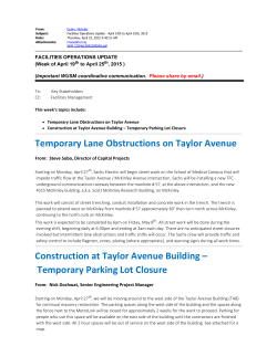 Temporary Lane Obstructions on Taylor Avenue Construction at