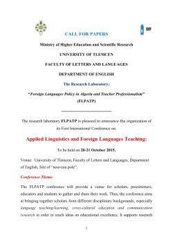 Applied Linguistics and Foreign Languages Teaching: