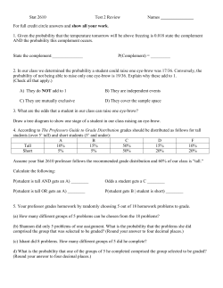 Stat 2610 Test 2 Review Names For full credit circle answers and